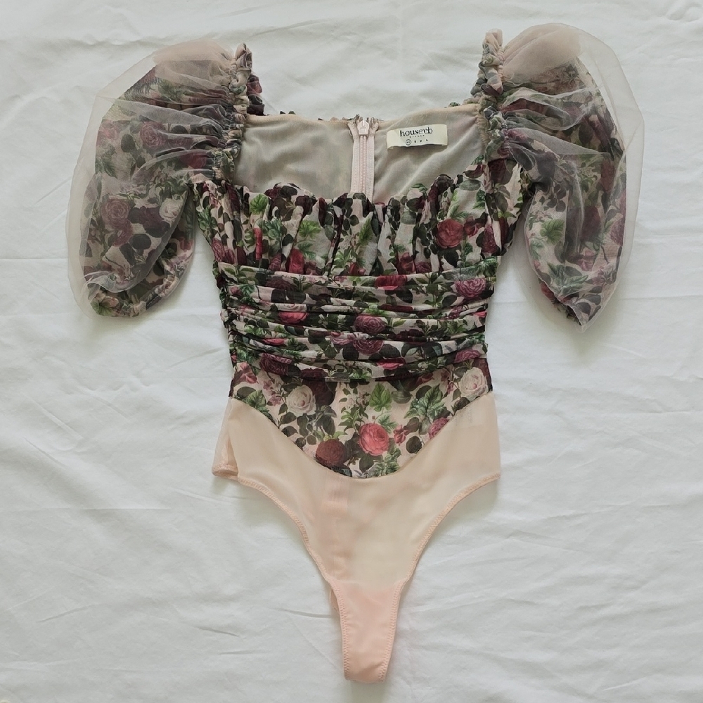 House of CB Elegant Floral Mesh Top